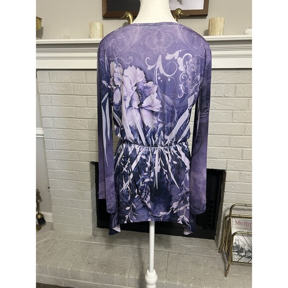 Vtg Y2K Small Fairy Boho Top Women Flair Sleeve Asymmetrical Hippie Whimsical - Picture 5 of 6